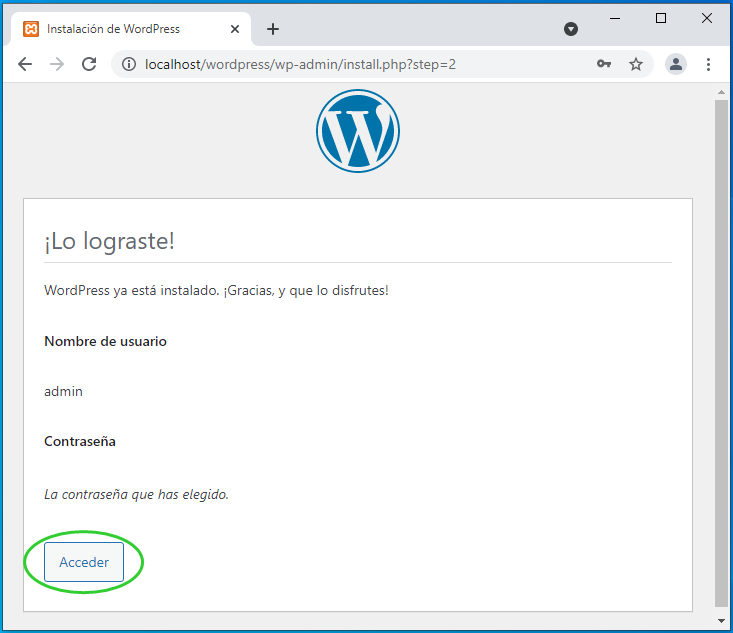 Wordpress instalado
